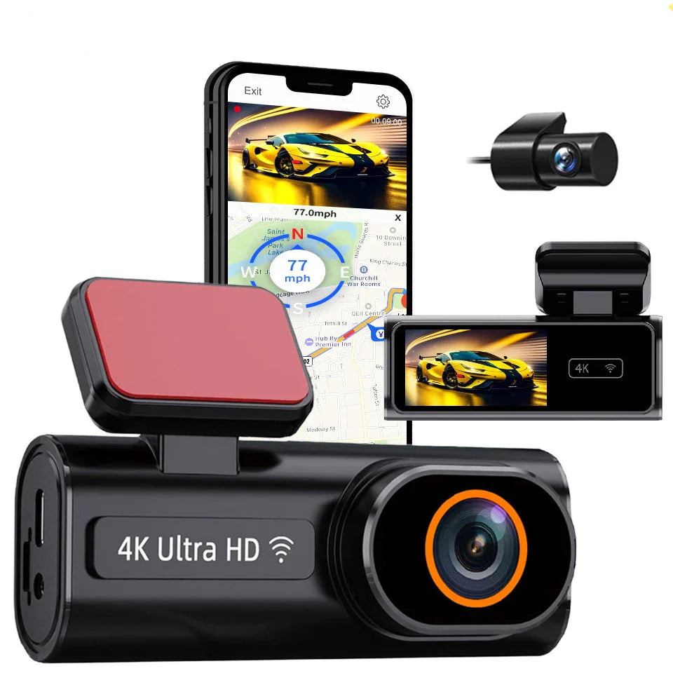 4K Dual Lens Dash Cam with Night Vision - GilloServ