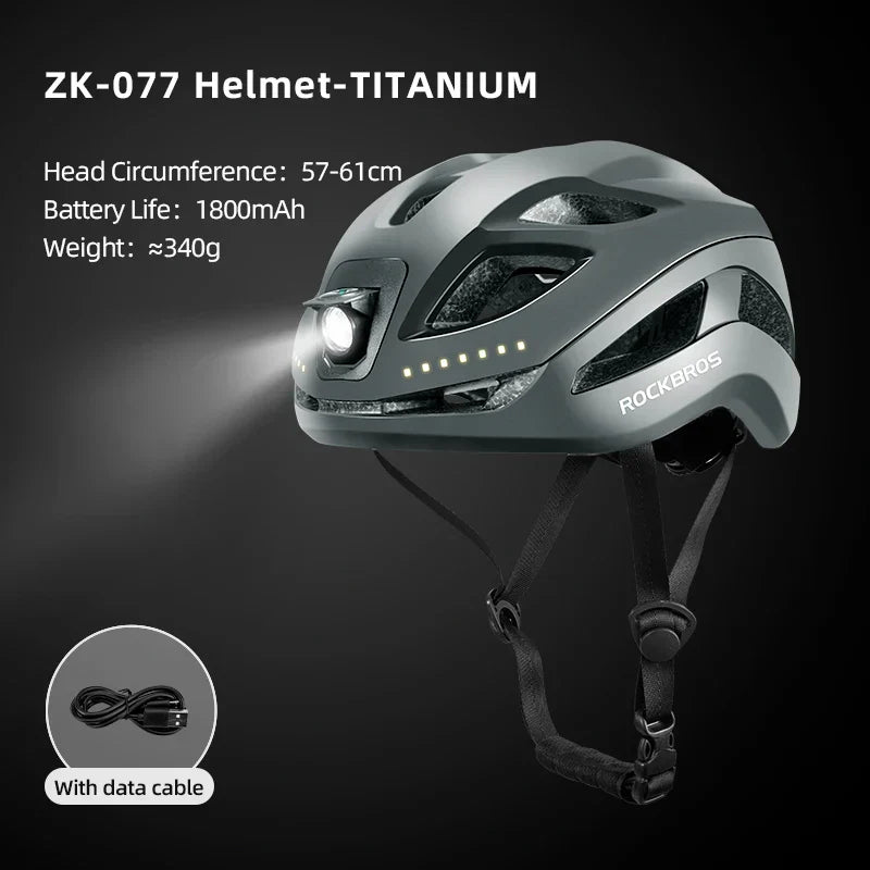 Rechargeable LED Cycling Helmet with Type-C Charging Grey - GilloServ