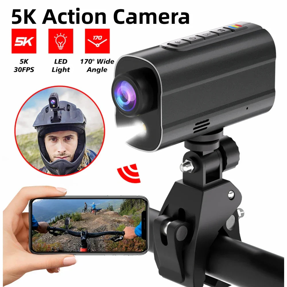 5K Action Camera with LED Light 64GB Included Black - GilloServ