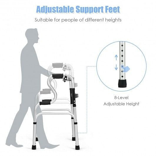 One-Button Folding Aluminum Walking Frame Walker - GilloServ