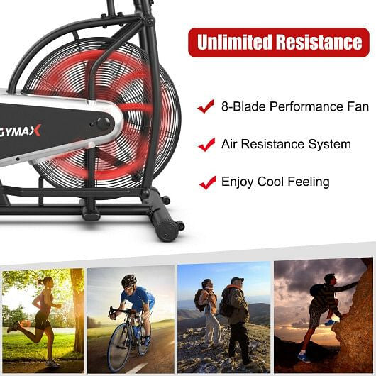 Upright Air Bike with Unlimited Resistance-Black-1