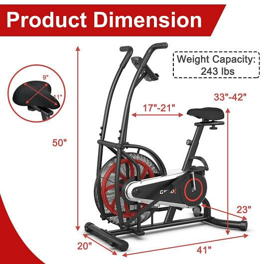 Upright Air Bike with Unlimited Resistance-Black-2