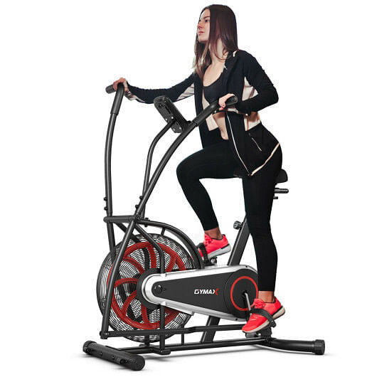 Upright Air Bike with Unlimited Resistance-Black-4