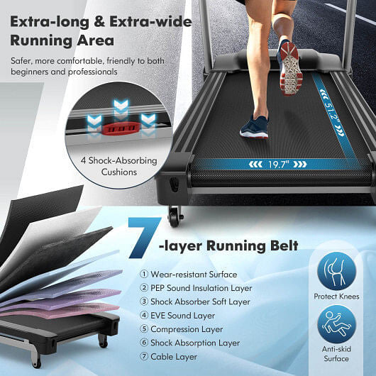 4.75 HP Folding Treadmill with Auto Incline and 20 Preset Programs
