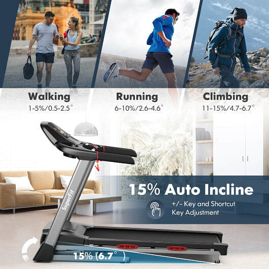4.75 HP Folding Treadmill with Auto Incline and 20 Preset Programs