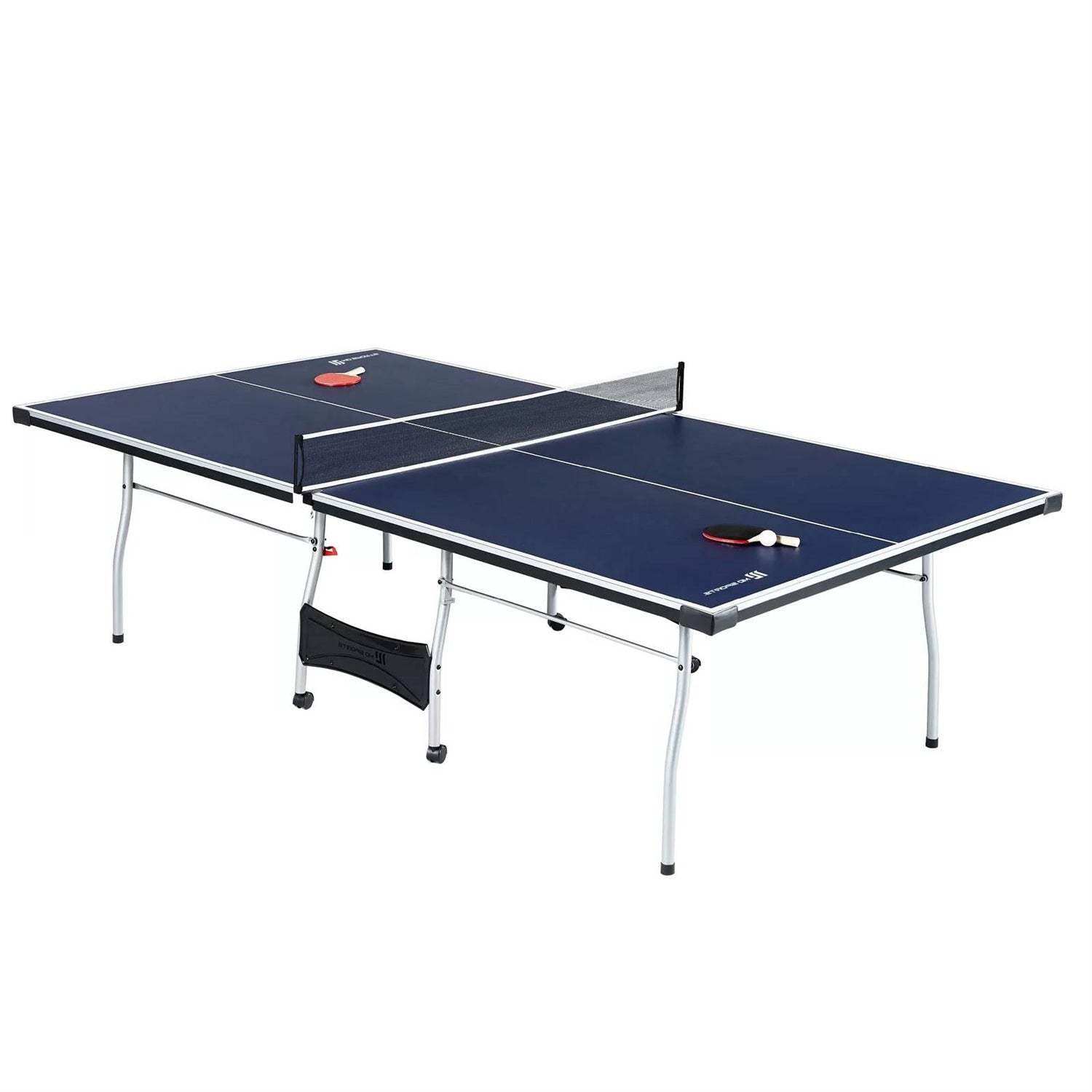 Official Size Blue Ping Pong Table Tennis Set//with Net/2 Balls and//2 Paddles