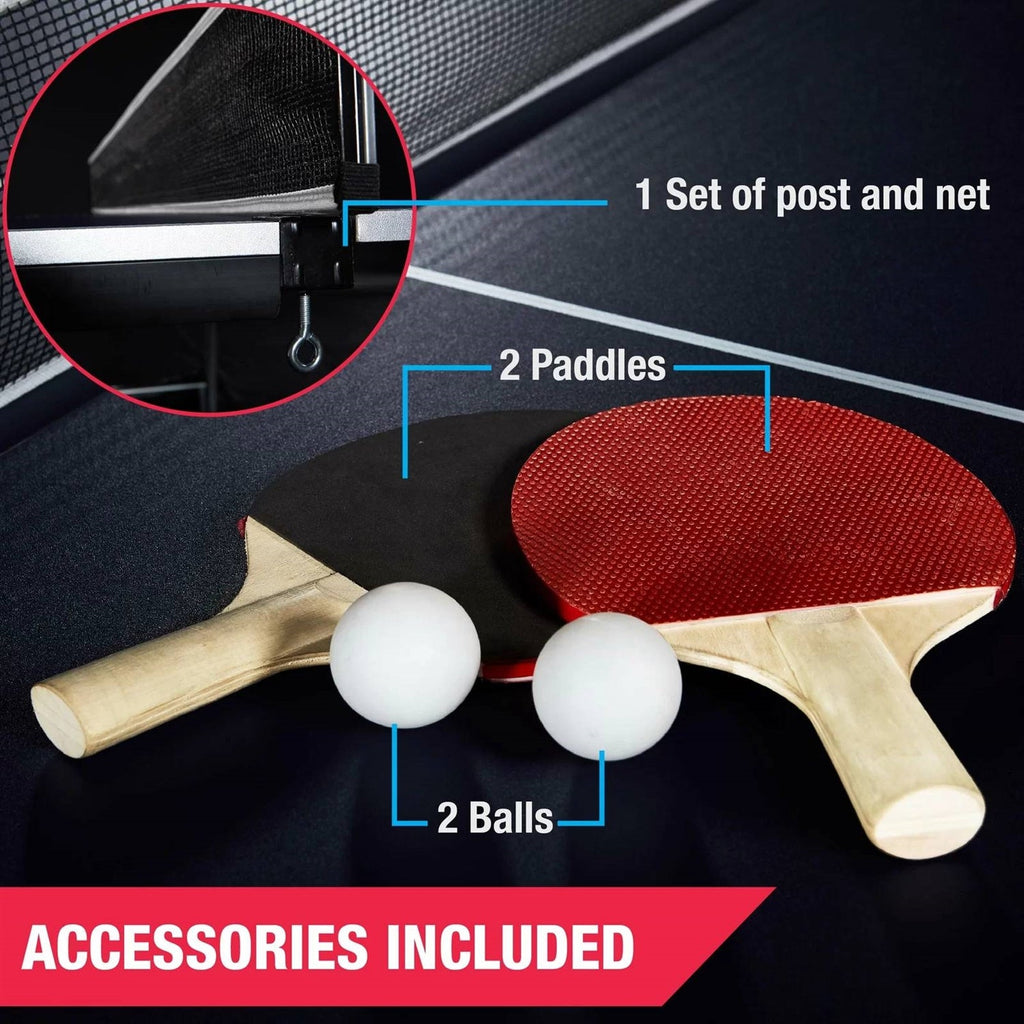 Official Size Blue Ping Pong Table Tennis Set//with Net/2 Balls and//2 Paddles