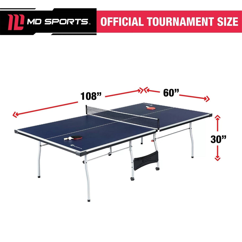 Official Size Blue Ping Pong Table Tennis Set//with Net/2 Balls and//2 Paddles