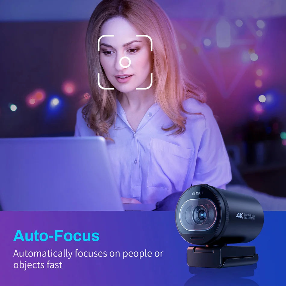 4K Streaming Webcam with Autofocus Black - GilloServ