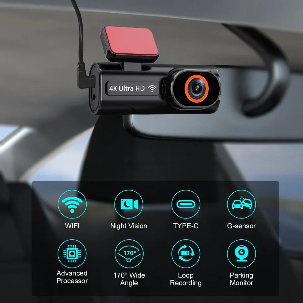 4K Dual Lens Dash Cam with Night Vision - GilloServ