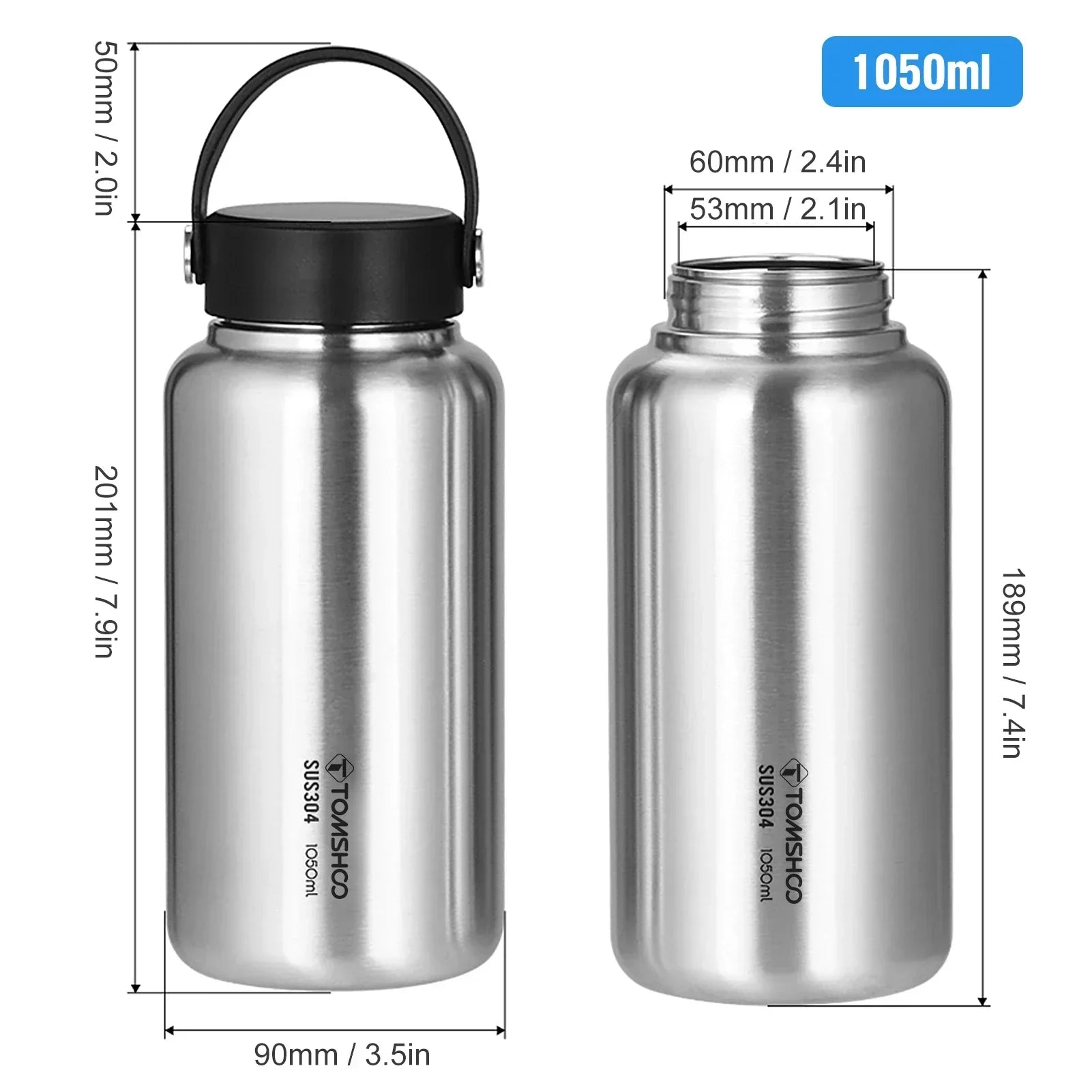1050ml Stainless Steel Water Bottle - GilloServ