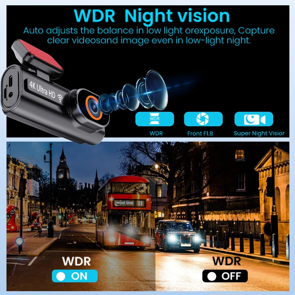4K Dual Lens Dash Cam with Night Vision - GilloServ