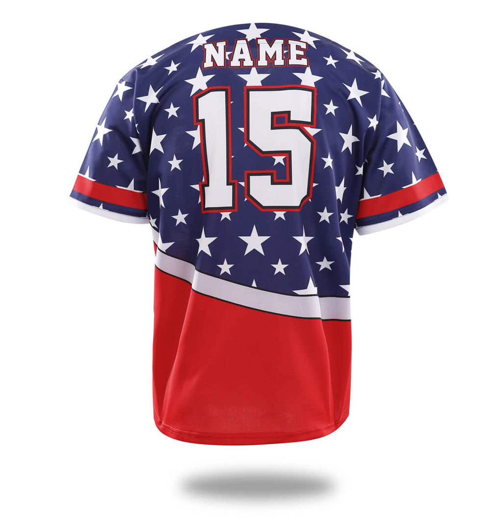 Stars Blue Red Design Baseball Jersey-1