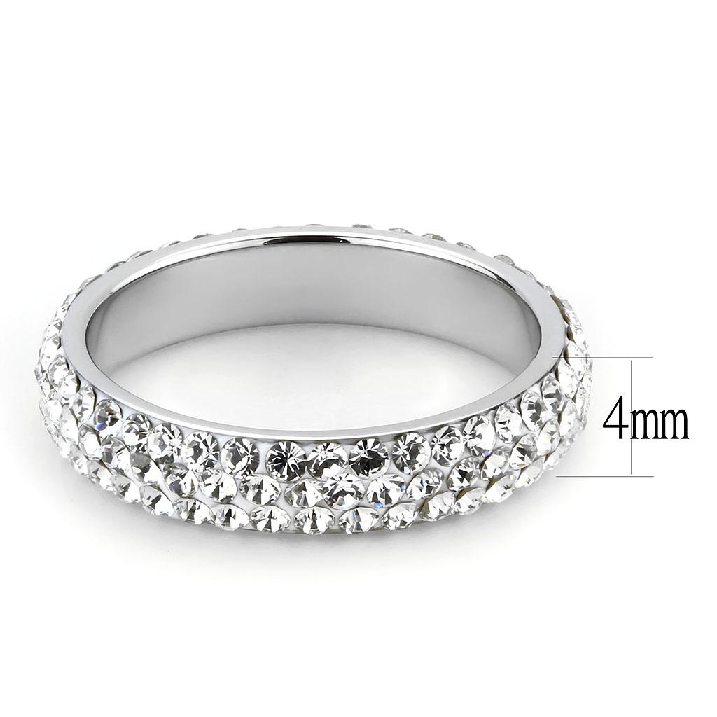 TK3533 - High polished (no plating) Stainless Steel Ring with Top Grade Crystal  in Clear-1