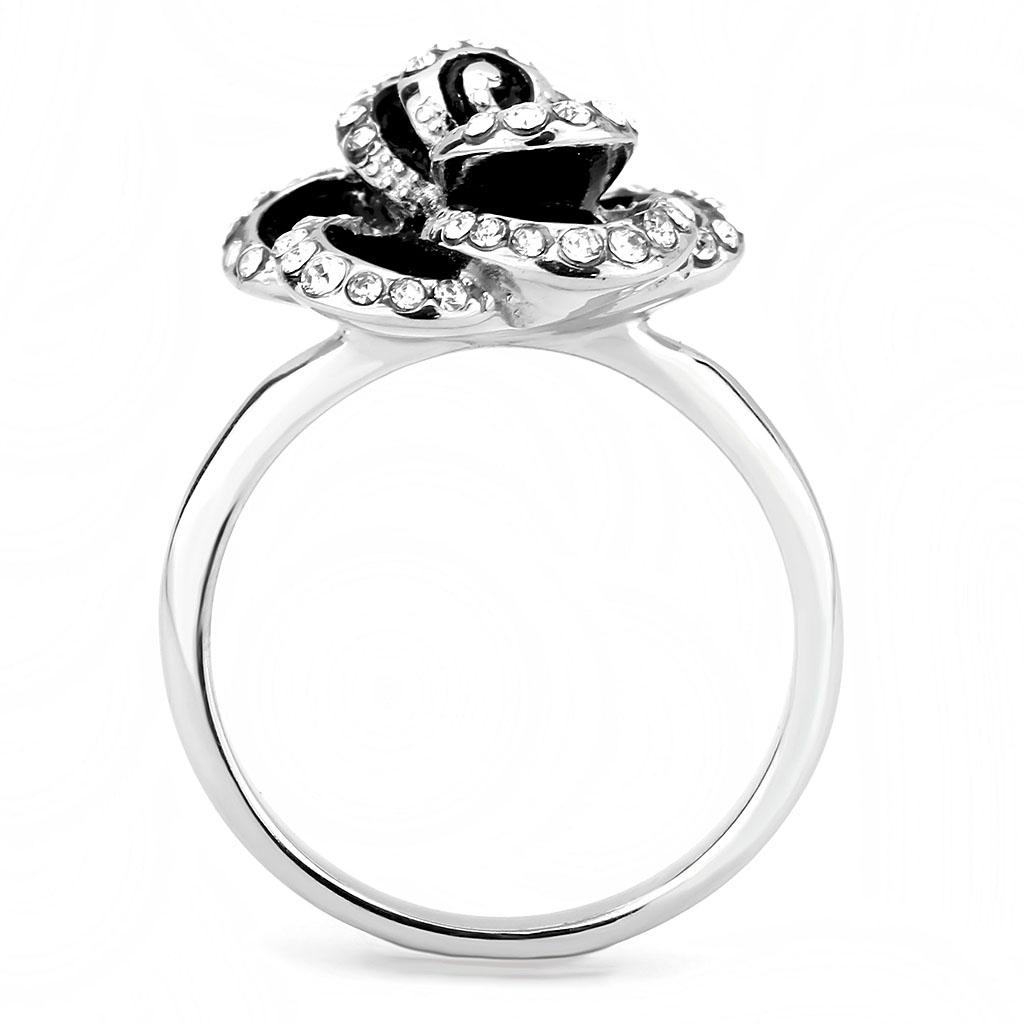 TK3577 - No Plating Stainless Steel Ring with Top Grade Crystal  in Clear-2