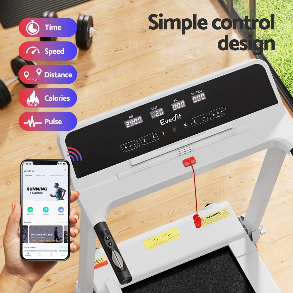 Treadmill Electric Home Gym// Fitness Exercise Knob Foldable 420mm White - GilloServ