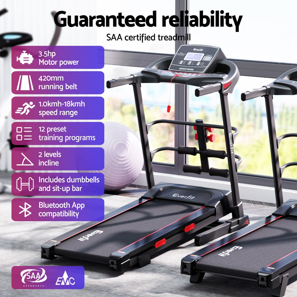 Treadmill Electric Home Gym Fitness Machine w/ Sit Up Bar 420mm - GilloServ