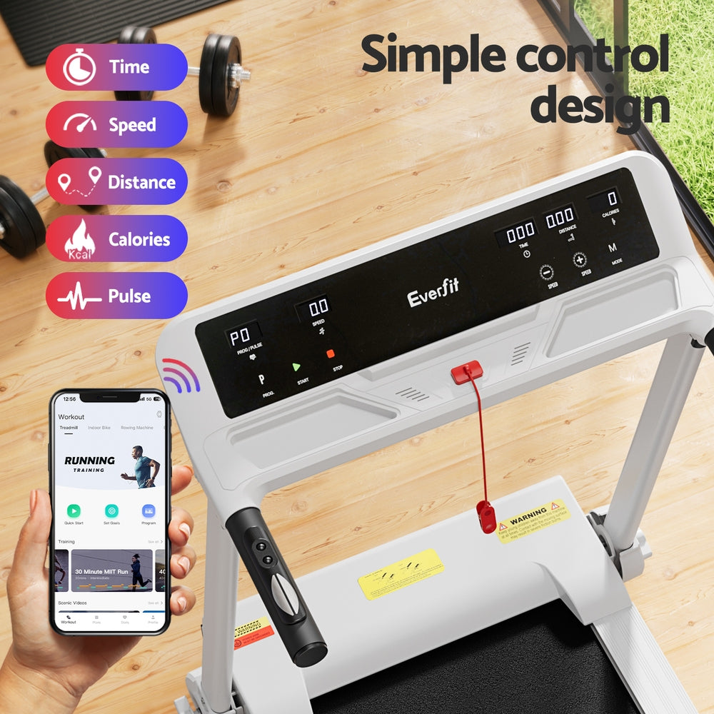 Treadmill Electric Home Gym Fitness Exercise Knob Foldable 450mm White - GilloServ