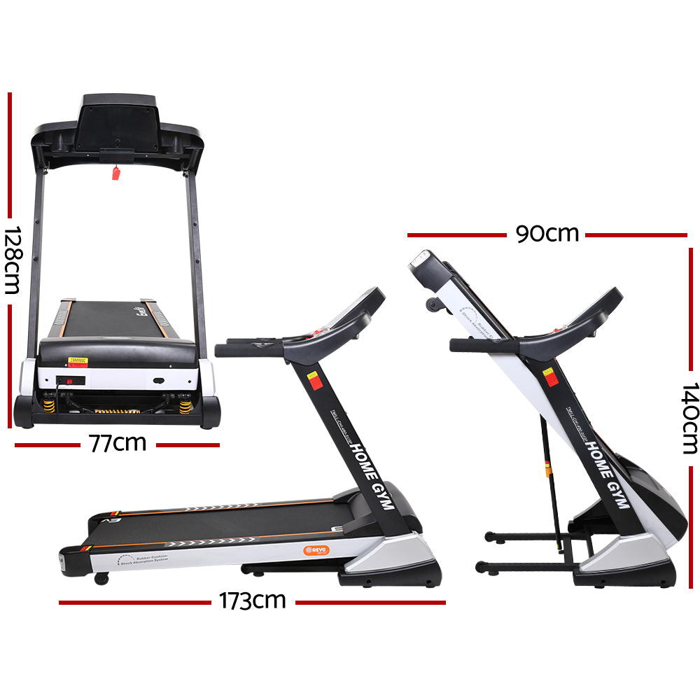 Electric Treadmill 48cm Incline Running Home Gym Fitness Machine Black - GilloServ