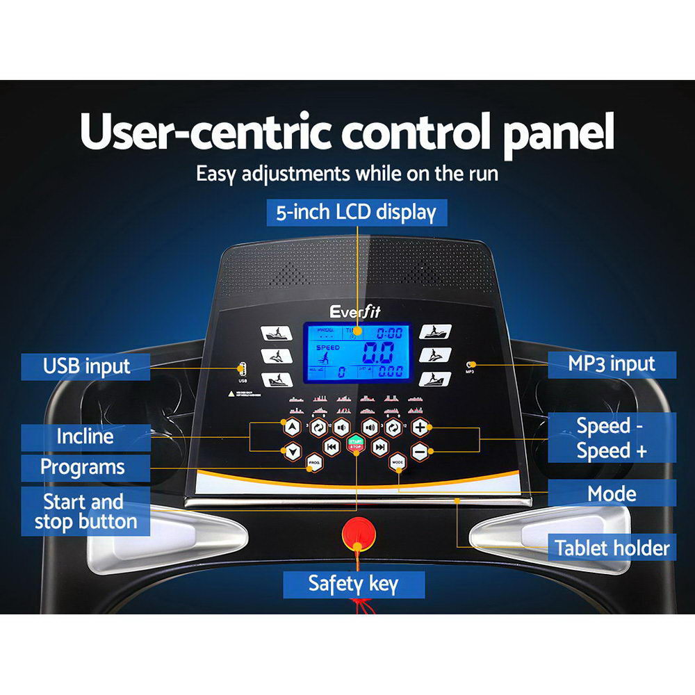 Electric Treadmill 48cm Incline Running Home Gym Fitness Machine Black - GilloServ