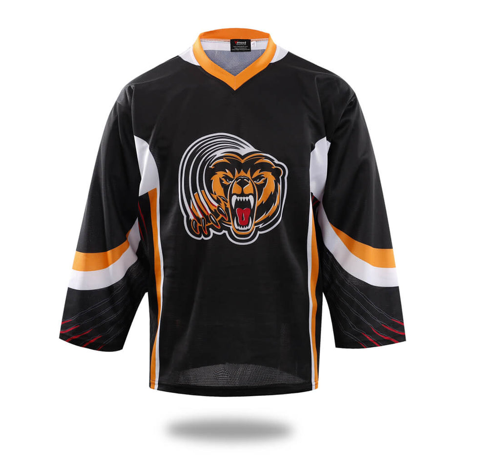 Sublimated Tiger Head Hockey Jersey Black - GilloServ