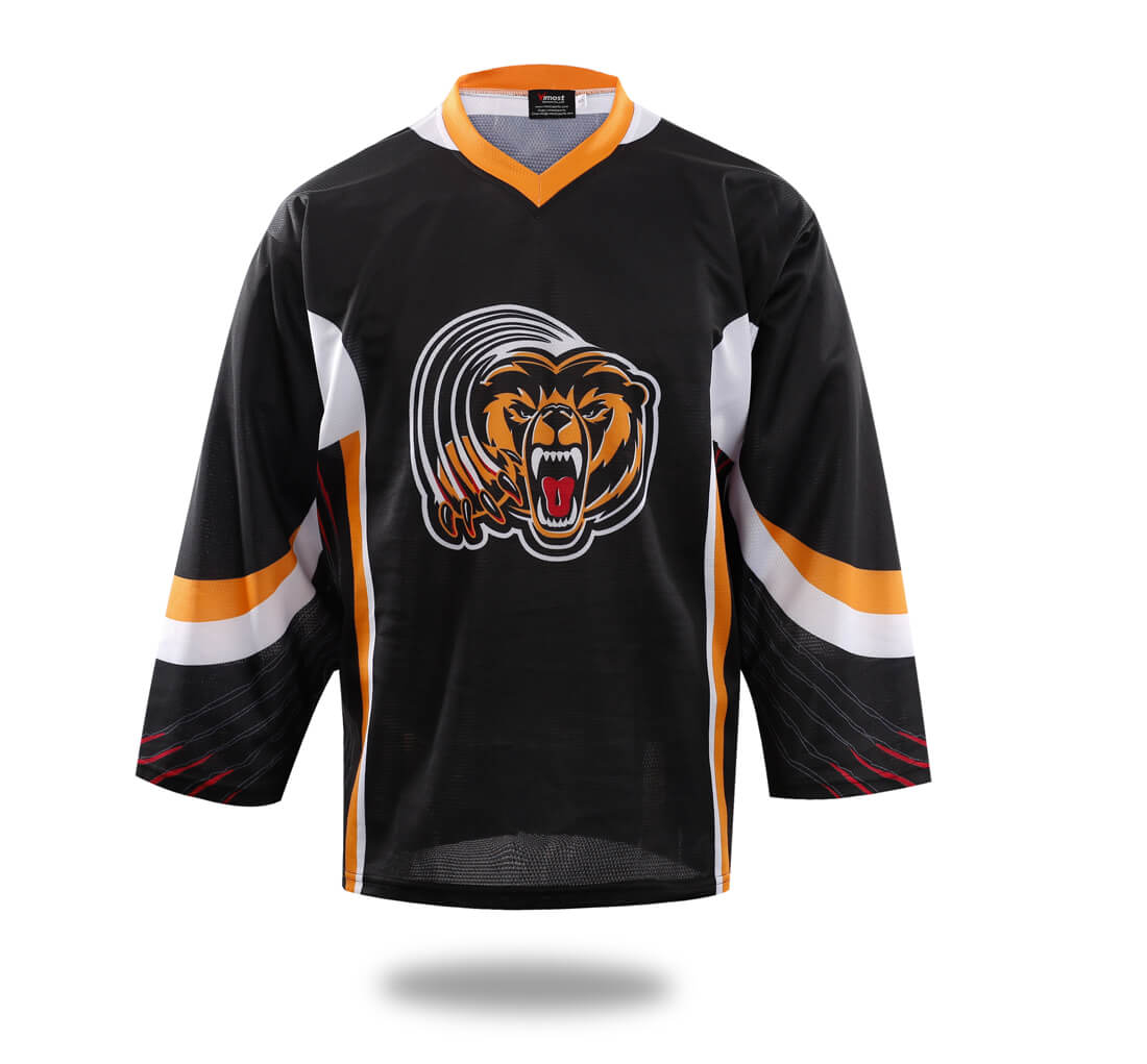 Sublimated Tiger Head Hockey Jersey Black - GilloServ