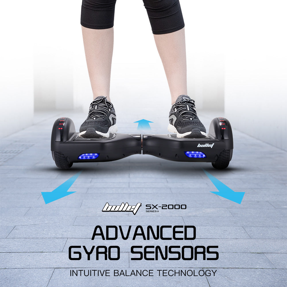 NNEDSZ Bullet SX-2000 Hoverboard Scooter, 500W Brushless, Superior Self Balancing System, UL Certified, LED Lights, Black - GilloServ