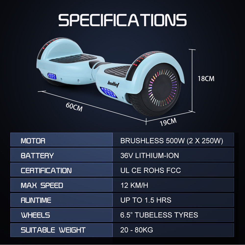 BULLET SX-2000 Hoverboard Scooter, 500W Brushless - GilloServ