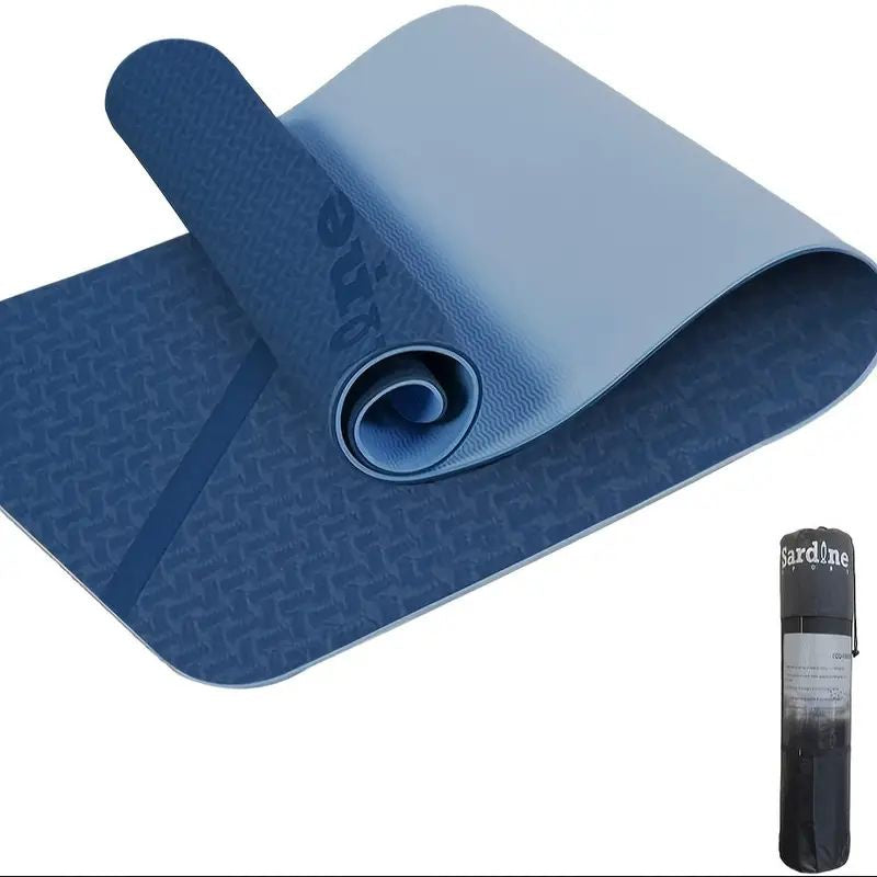 Yoga Mat Exercise Workout Fitness Home Gym Blue 8mm - GilloServ