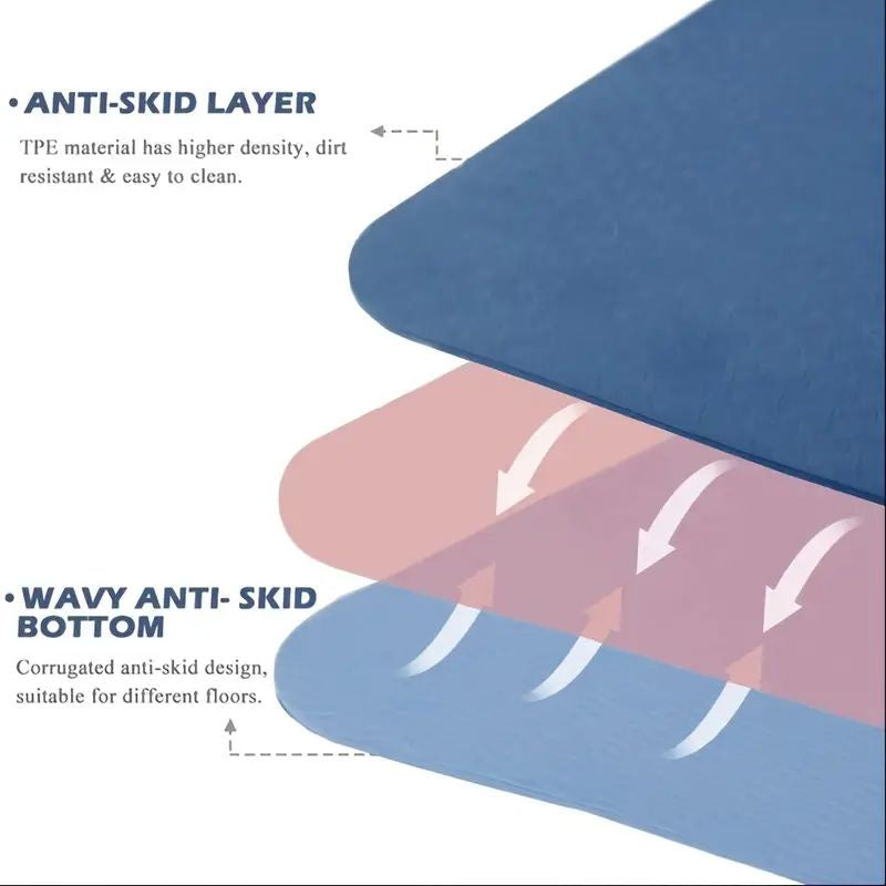 Yoga Mat Exercise Workout Fitness Home Gym Blue 8mm - GilloServ