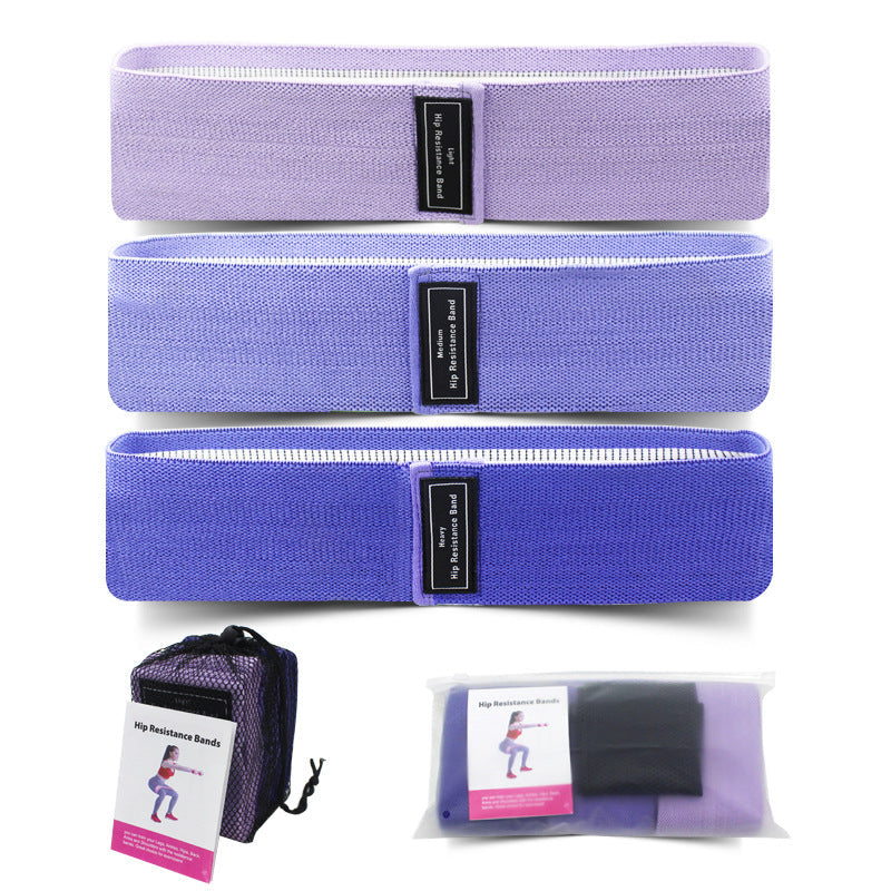 Purple Colour Scheme Fabric Resistance Bands Set - 3 Levels Non-Slip Hip Bands for Strength Training - GilloServ