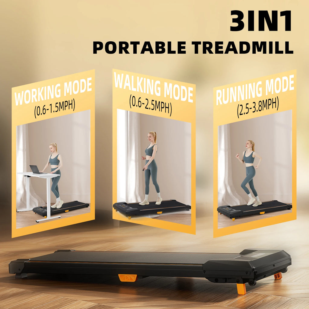 Under Desk Treadmill, Incline Walking Pad Treadmill 330lbs Capacity, 2.5HP Portable Treadmills for Home, Compact Treadmill Mini - GilloServ