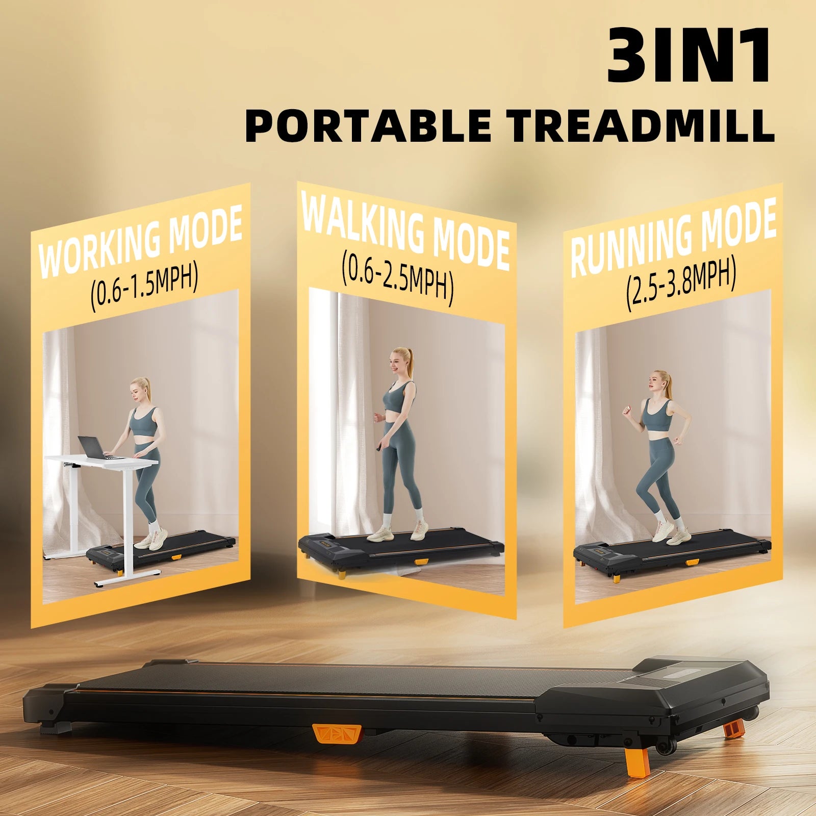 Under Desk Treadmill, Incline Walking Pad Treadmill 330lbs Capacity, 2.5HP Portable Treadmills for Home, Compact Treadmill Mini - GilloServ