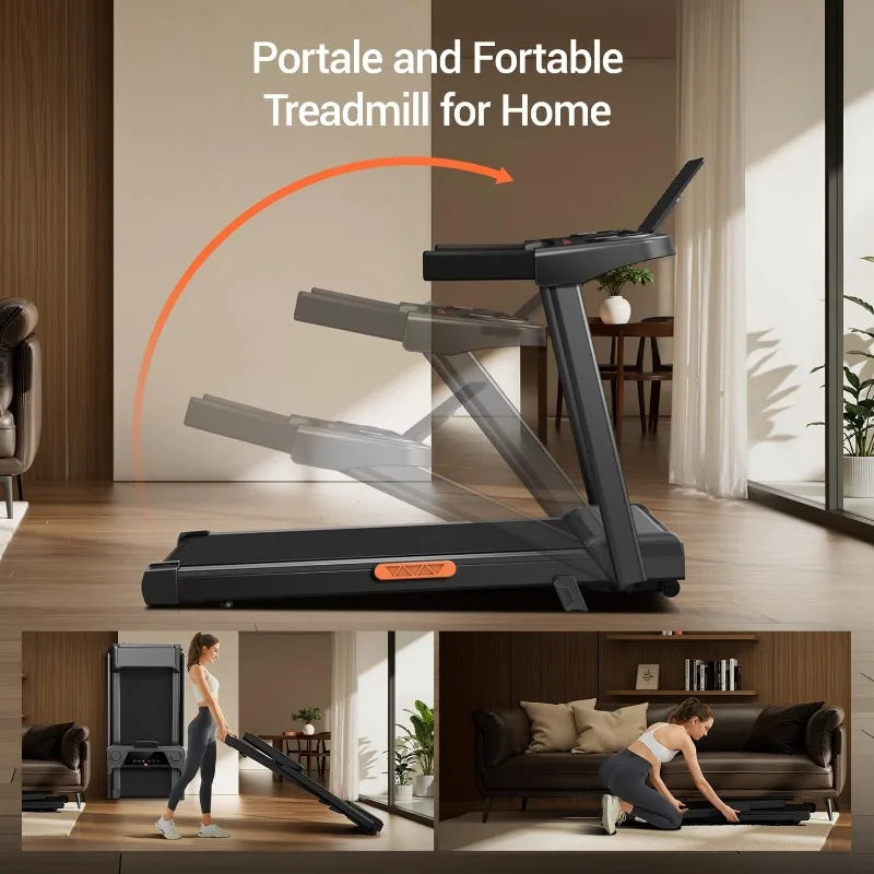 12% Incline Treadmill with Handle, 3-in-1 Portable Treadmills for Home, Foldable Treadmills with 300 Lbs Weight Capacity - GilloServ
