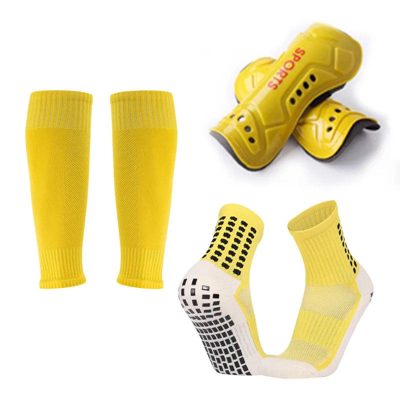 3 Pieces Set Anti Slip Grips Socks and Shin Guard & Sleeve Set - GilloServ