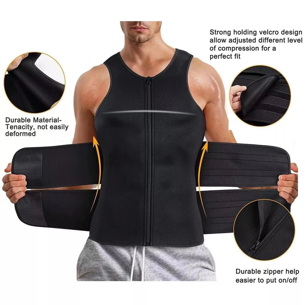 Workout Thermal Shirts Shapewear //Neoprene Sauna Vest Body Shaper// Men Weight Loss Jacket Sports Top Slimming Waist Trainer Corset - GilloServ