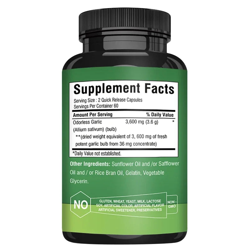 Organic Garlic Extract Capsule,for Immune and Cardiovascular, Cholesterol Health Support Nutrition Supplement - GilloServ