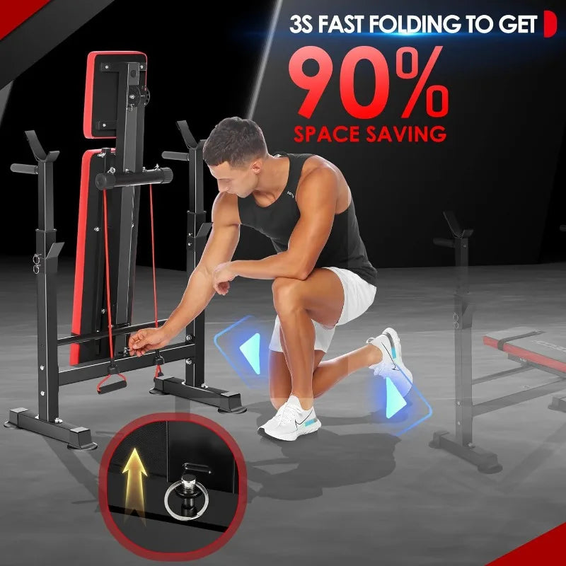 OPPSDECOR 660lbs 6 in 1 Weight Bench Set with Squat Rack Adjustable Workout Bench with Leg Developer Preacher Curl Rack Fitness - GilloServ