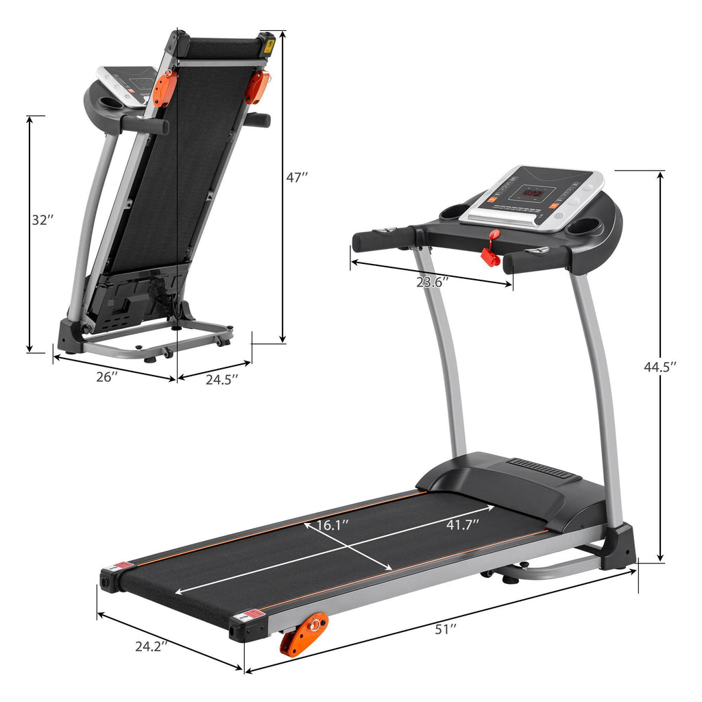 Home Use Easy Folding Treadmill,1.5HP Electric Running,Jogging Walking Machine - GilloServ