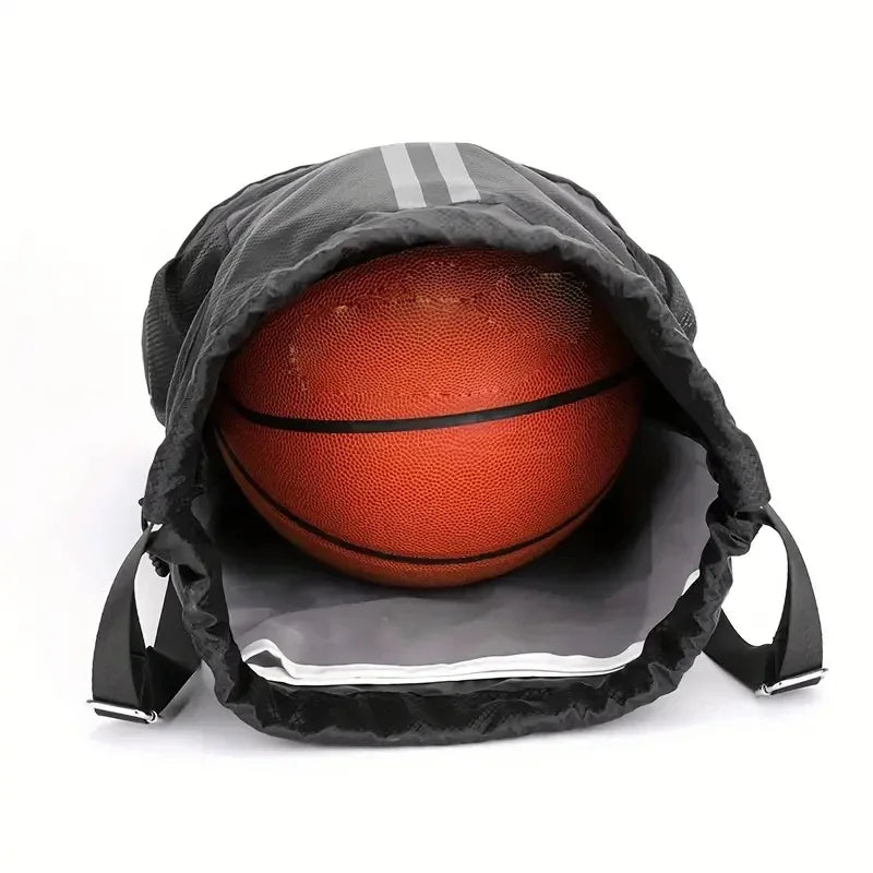 Drawstring Backpack With Ball Shoe Compartment Gym Bags - GilloServ