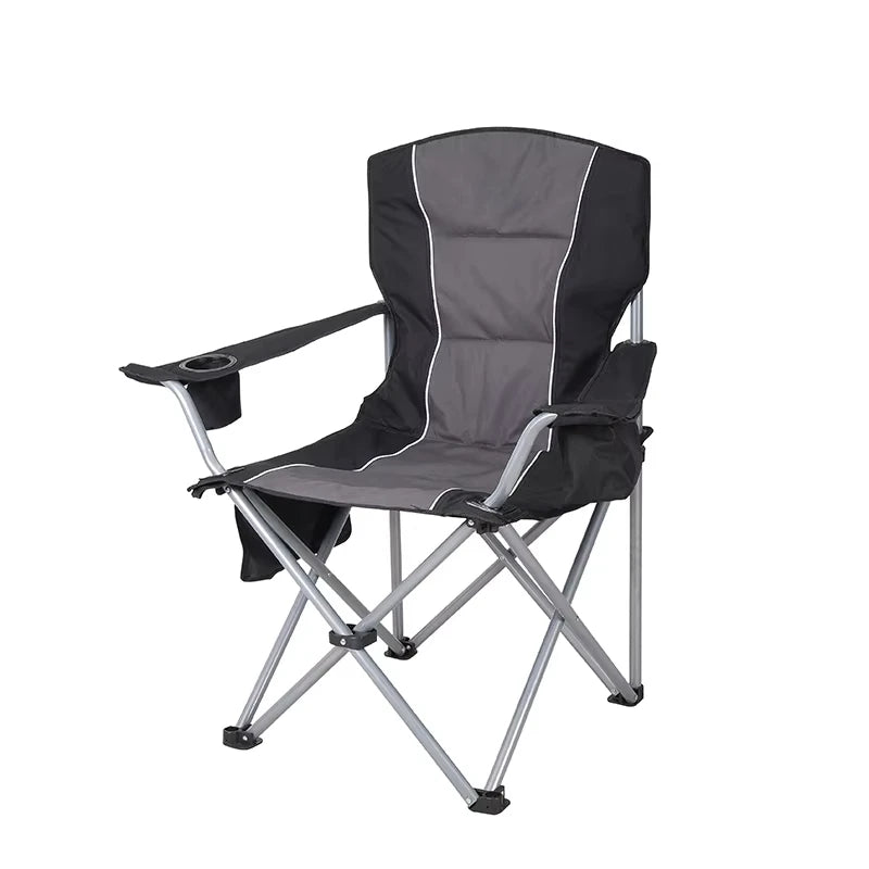 High Quality Portable Outdoor Cotton Beach Chair With Cup Hold on and Side Storage Bag Foldable Camping Chair - GilloServ