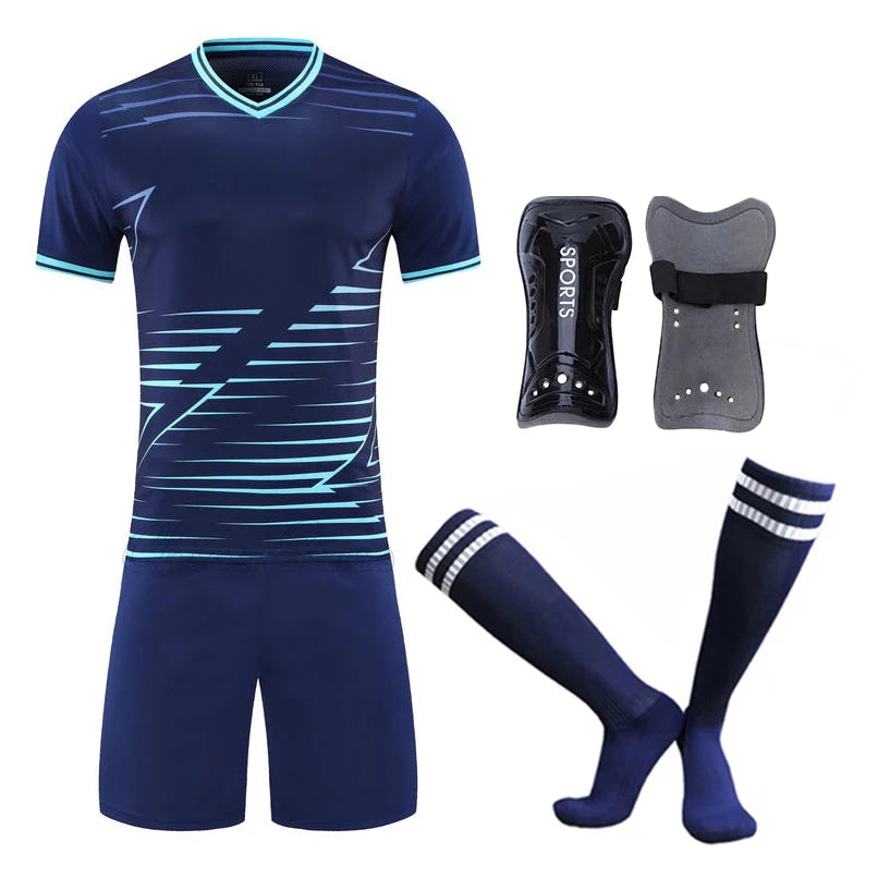 Football Jerseys Kits/Socks/Shin Pads Soccer Uniforms/Adult/Kid Suits