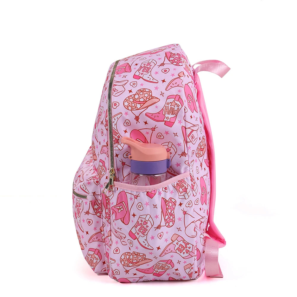 Pink West Cowboy Nylon Backpack For Girls Large Capacity Students Book Bag Waterproof School Bag For Women Back To School - GilloServ