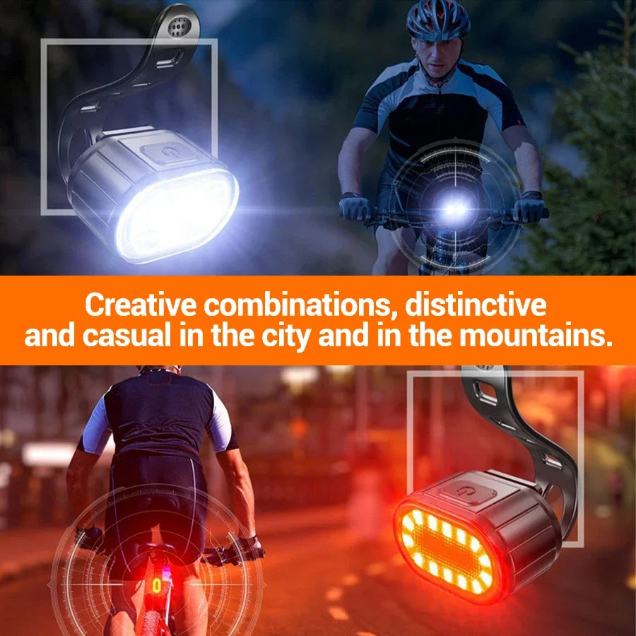 Front Rear Bike Lights Rechargeable Bicycle Cycling USB Flashlight - GilloServ