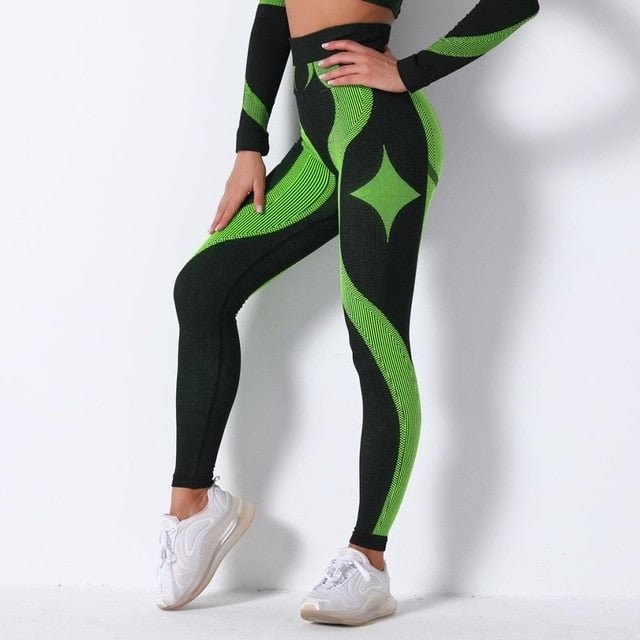 Color Patchwork Yoga Set Women Gym Clothes Fitness Long Sleeve