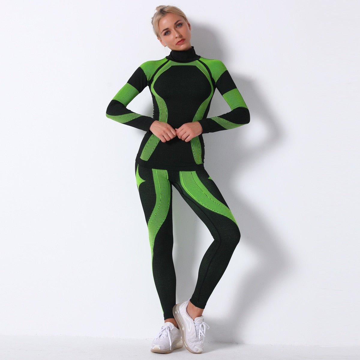 Color Patchwork Yoga Set Women Gym Clothes Fitness Long Sleeve