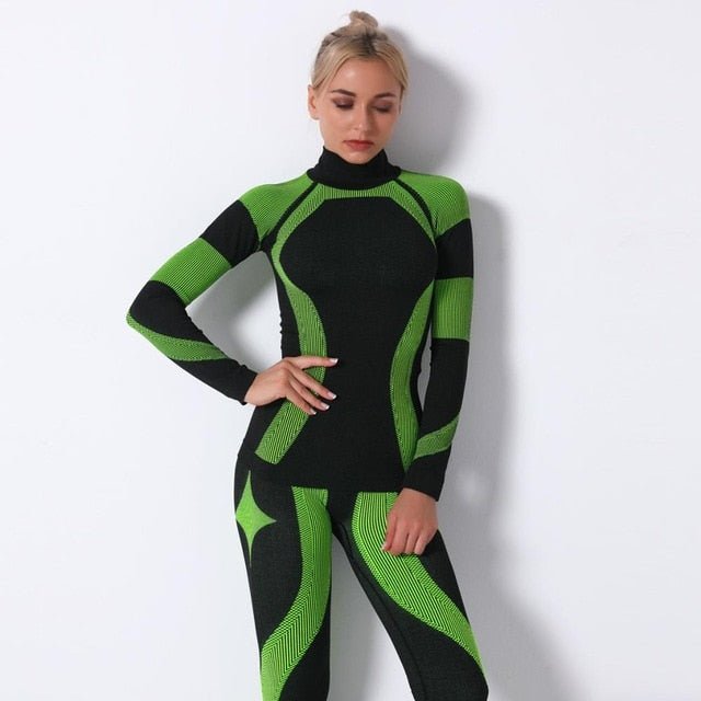 Color Patchwork Yoga Set Women Gym Clothes Fitness Long Sleeve