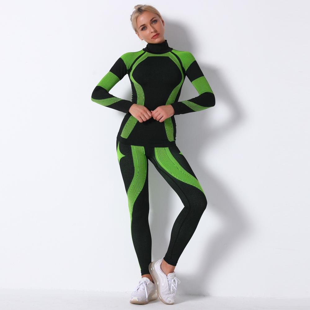 Color Patchwork Yoga Set Women Gym Clothes Fitness Long Sleeve