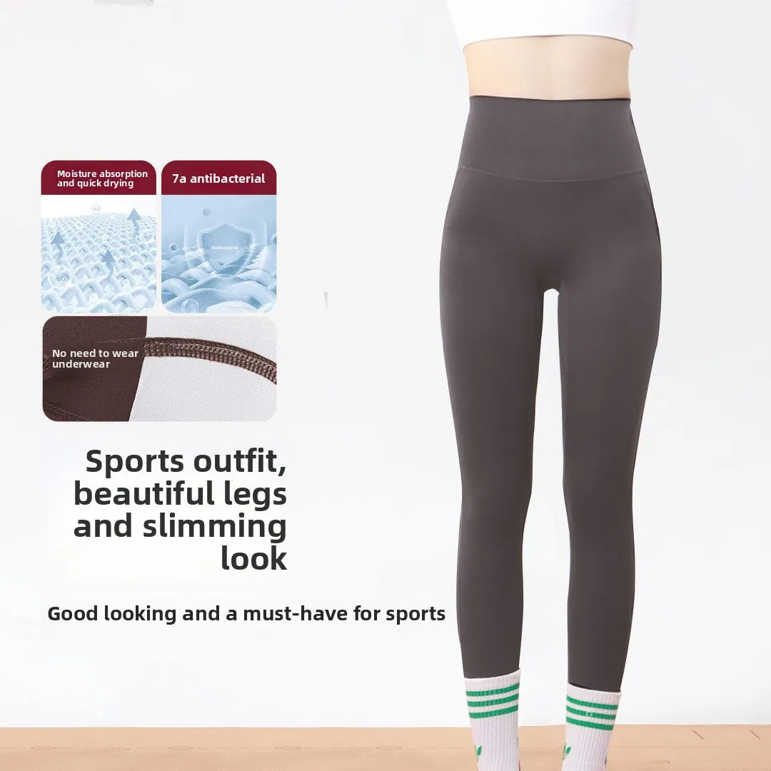 Women's Gym Fitness Tight Pants Non Wearing Underwear 7A Antibacterial Yoga Pants Hip Lifting Bottom Exercise Fitness Pants 2025 - GilloServ