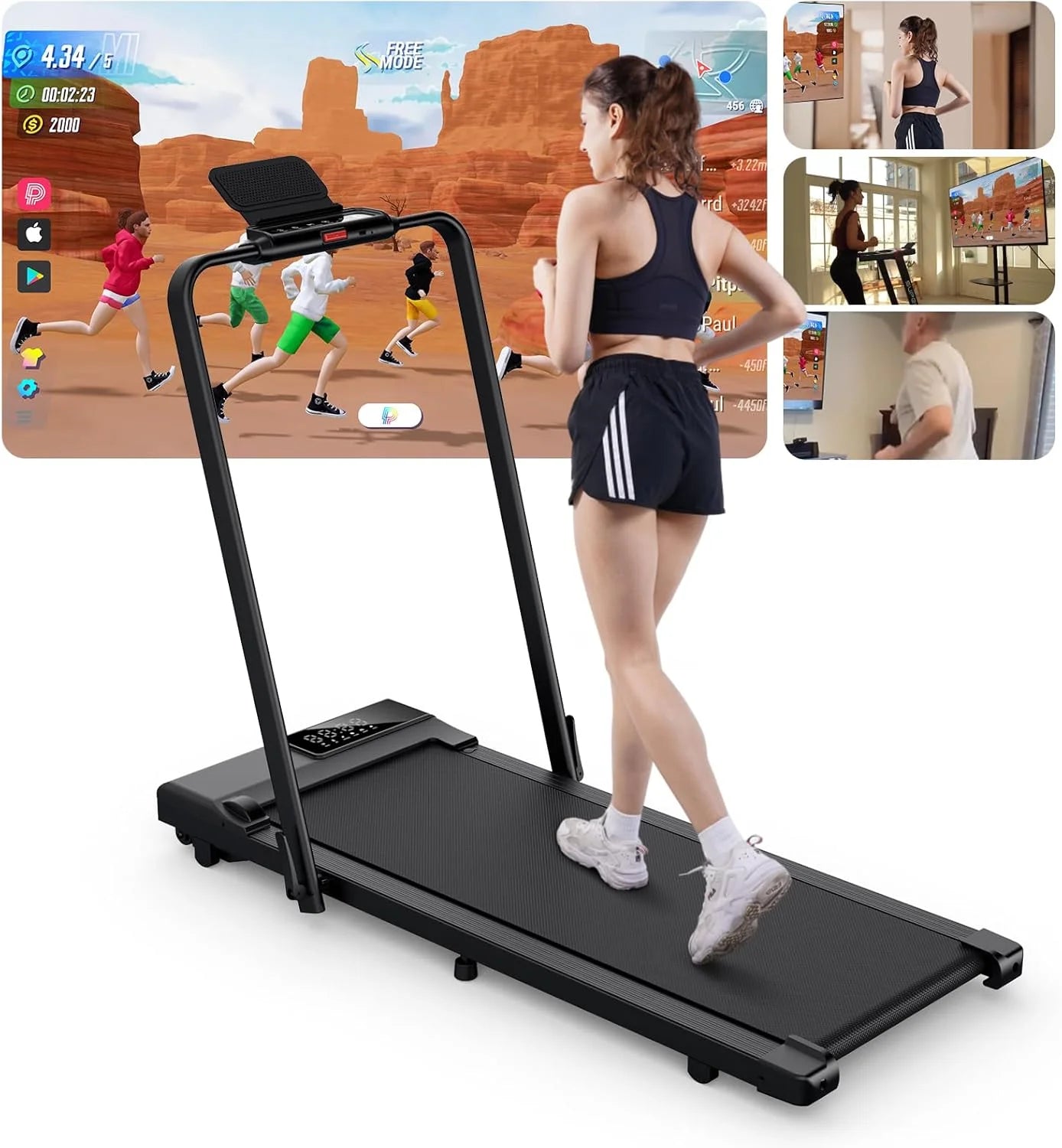 Treadmills for Home Foldable,Folding Walkingpad Treadmill MAX 300lbs APP Remote Control,Running Machine with Safety Handrail - GilloServ